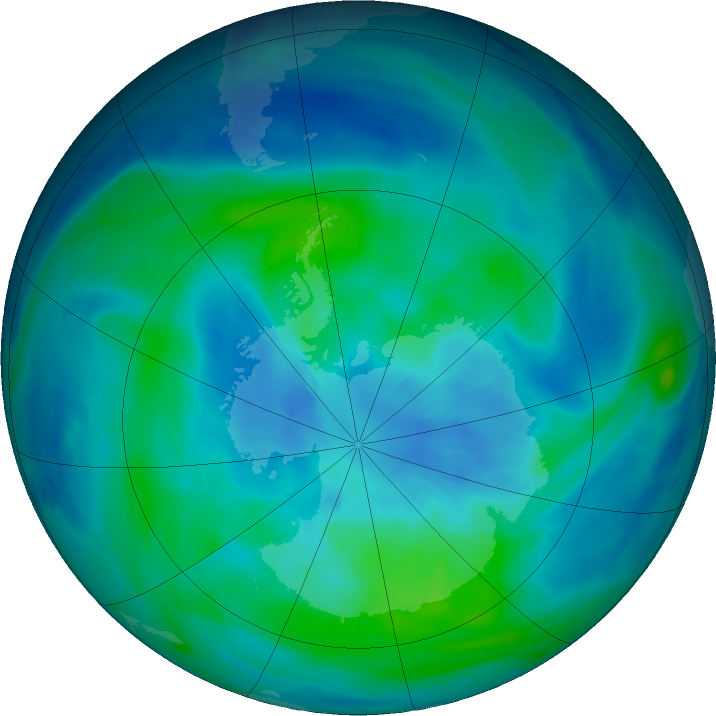 Antarctic ozone map for 26 March 2020